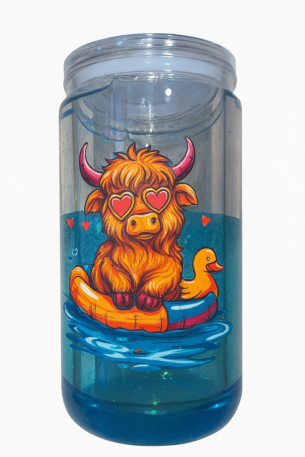 Highland Cow Blue Lava Glitter Cup