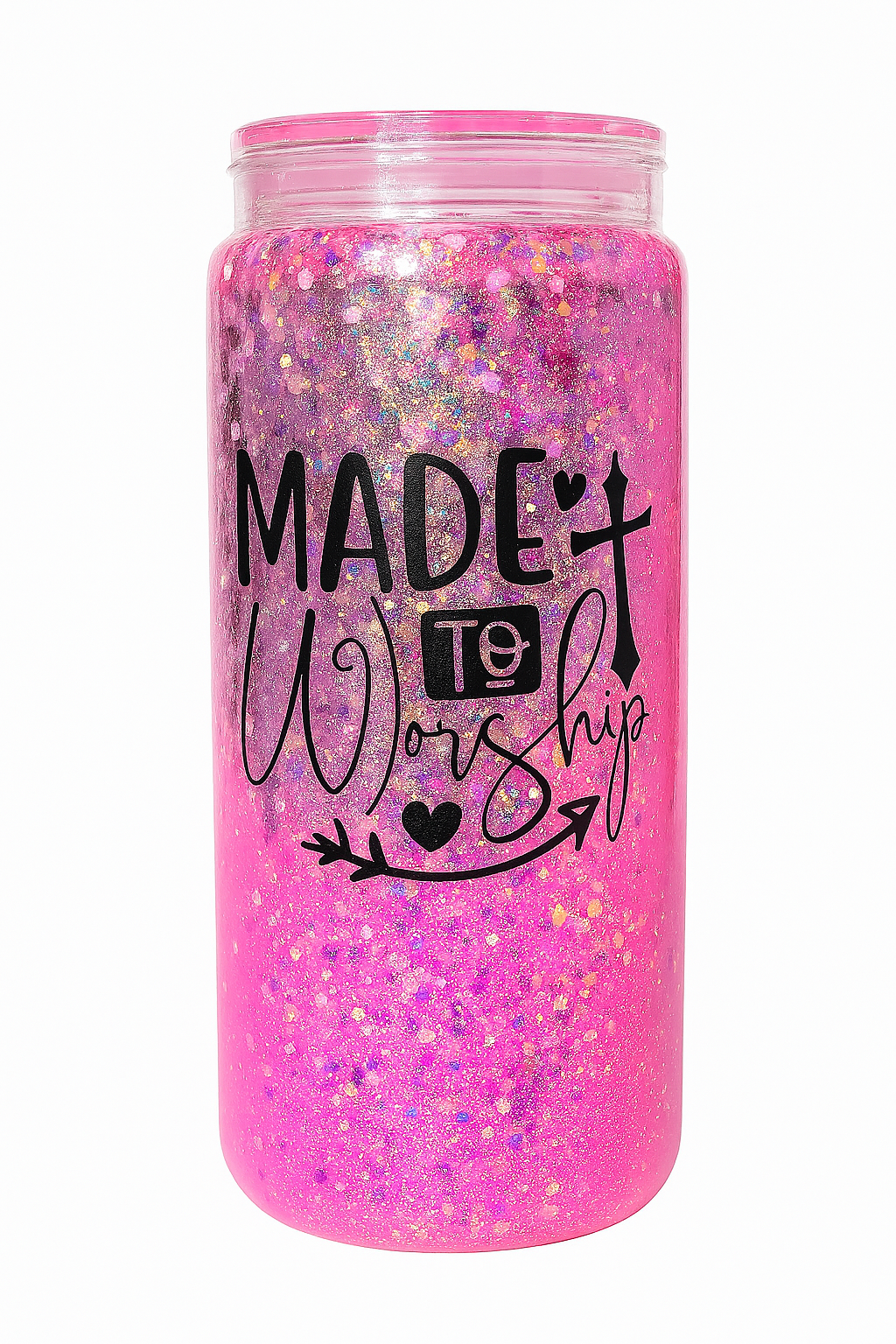 Made to Worship Pink Glitter Lava Cup