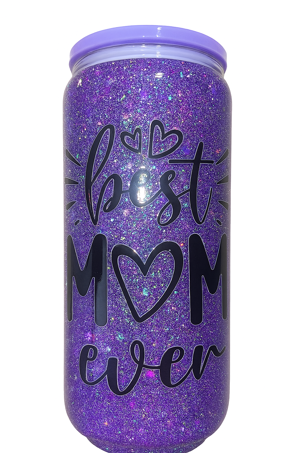 Best Mom Ever Cup with Nutrition Facts Purple Snow globe Cup