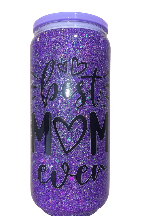 Best Mom Ever Cup with Nutrition Facts Purple Snow globe Cup