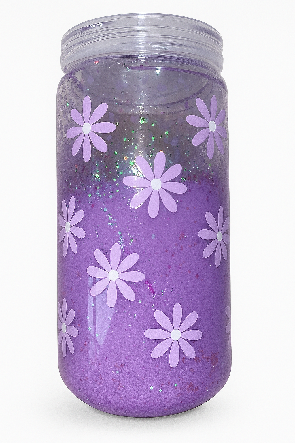 Purple Flower Glitter Lava Cup