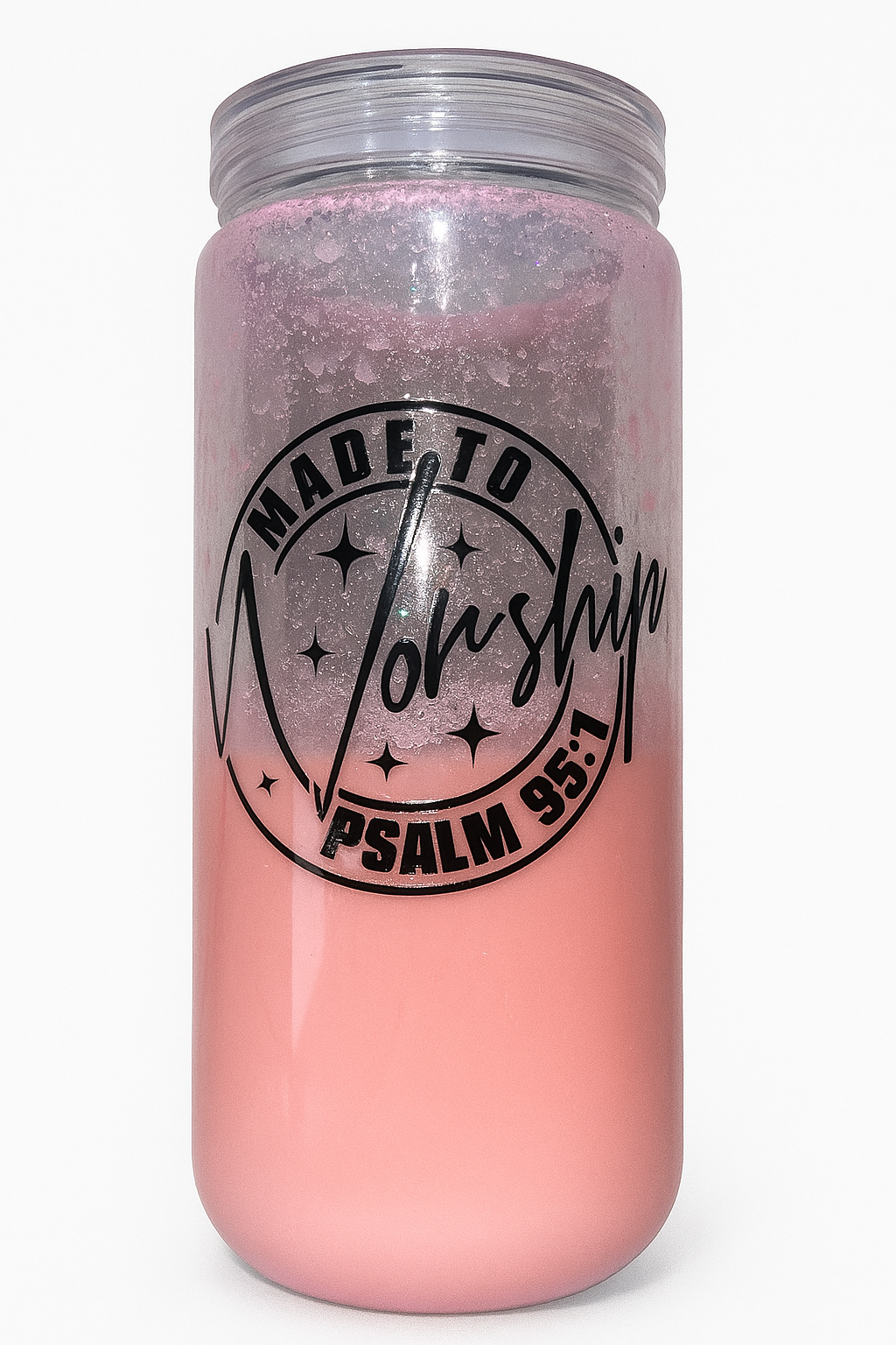 Let Your Light Shine Before Others Pink Glitter Lava Cup